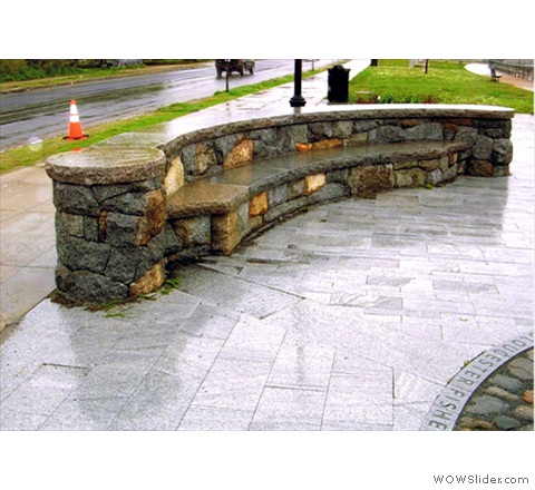 Granite wall w granite bench_Gloucester